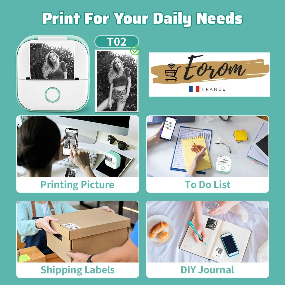 ROULEAUX AUTOCOLLANT POUR NOTRE MINI IMPRIMANTE THERMIQUE PORTABLE BLUETOOTH