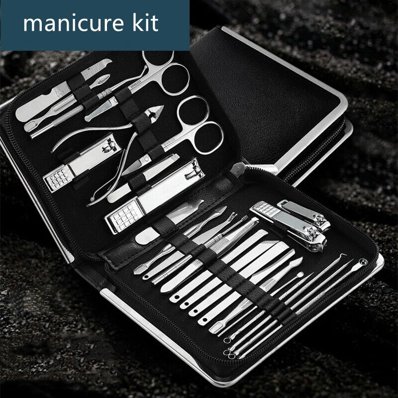 Kit manucure pédicure coupe ongles en acier inoxydable x26 piéces | Eorom