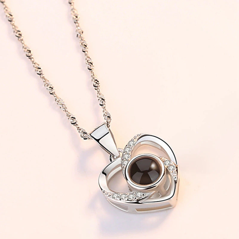 Collier coeur eternelle je t'aime en 100 langues