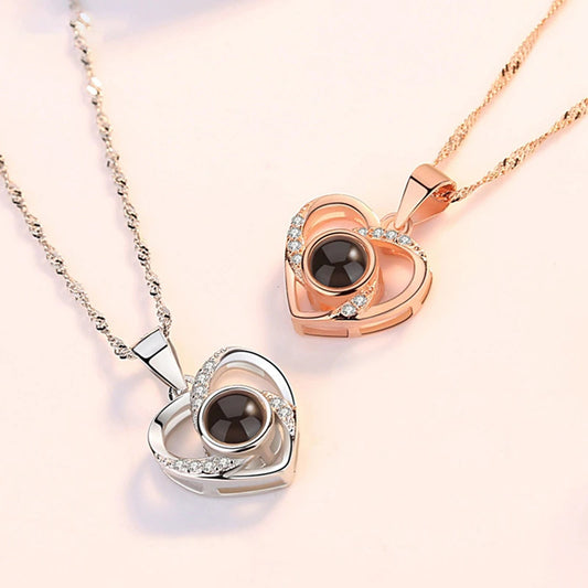 Collier coeur eternelle je t'aime en 100 langues