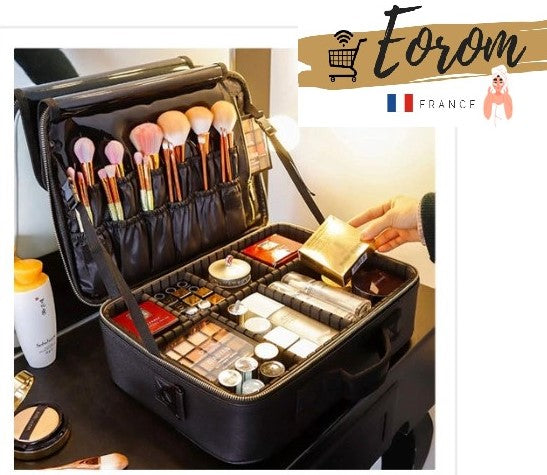 Trousse de rangement maquillage et cosmétique profesionnelle noir | Eorom