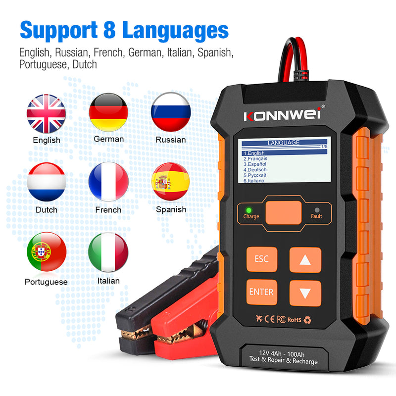 Outil de diagnostic de batterie automobile | Chargeur, détecteur et réparateur de batterie automobile | Outil de réparation d'impulsions  EOROM