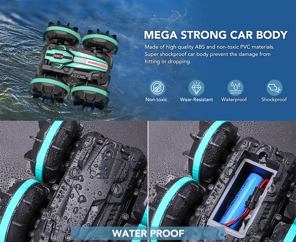 VOITURE TÉLÉCOMMANDÉE TOUT TERRAIN | VOITURE DE CASCADE D'AMPHIBIE TÉLÉCOMMANDÉE | EOROM