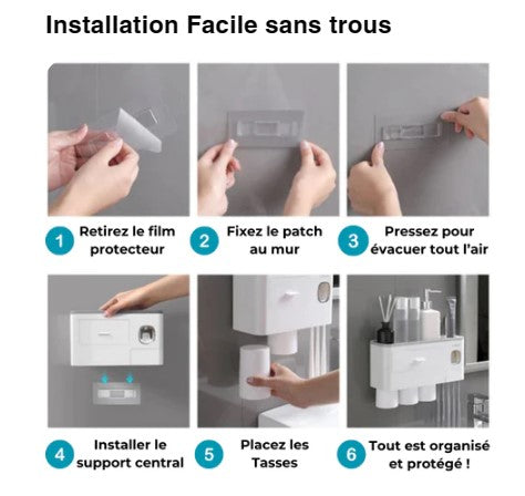 Porte brosse à dent mural | Distributeur de dentifrice automatique | EOROM