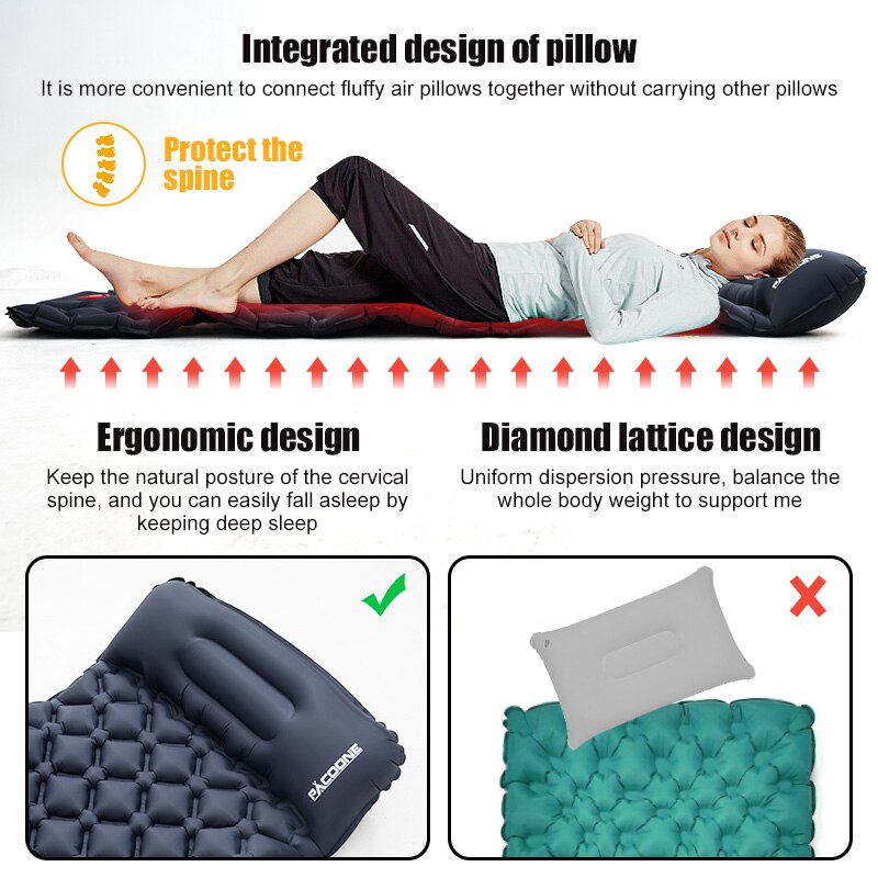 Matelas gonflable de camping avec oreiller intégré | EOROM