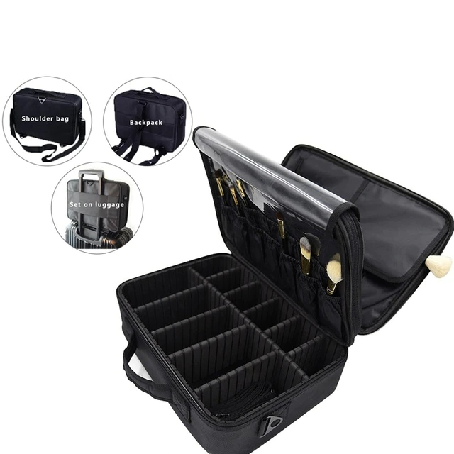 Grande trousse de rangement maquillage et cosmétique profesionnelle noir |  Eorom