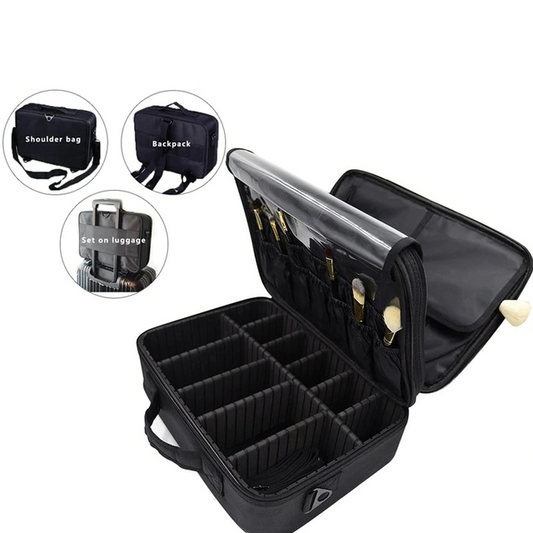 Grande trousse de rangement maquillage et cosmétique profesionnelle noir |  Eorom