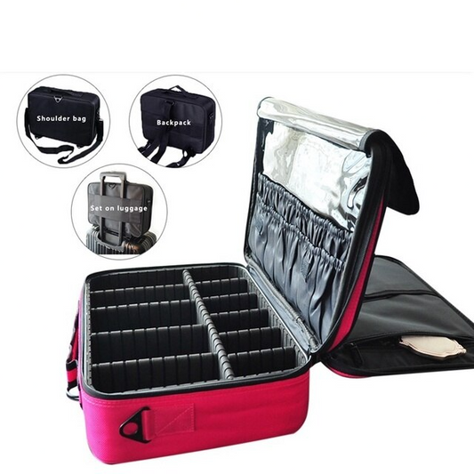 Grande trousse de rangement maquillage et cosmétique profesionnelle rose |  Eorom