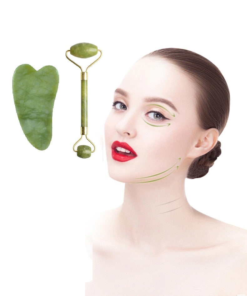 Planche de Gua cha Derma roller de jade Lifting visage naturel |  pierre anti rides anti cellulite anti acné Eorom