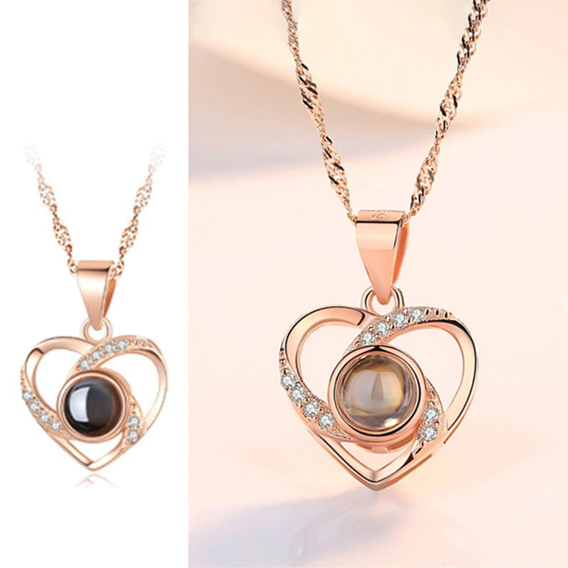 Collier coeur eternelle je t'aime en 100 langues