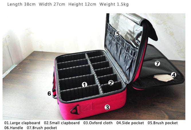 Moyenne trousse de rangement maquillage et cosmétique profesionnelle rose  |  Eorom