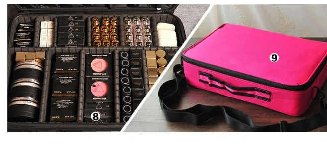 Grande trousse de rangement maquillage et cosmétique profesionnelle rose |  Eorom